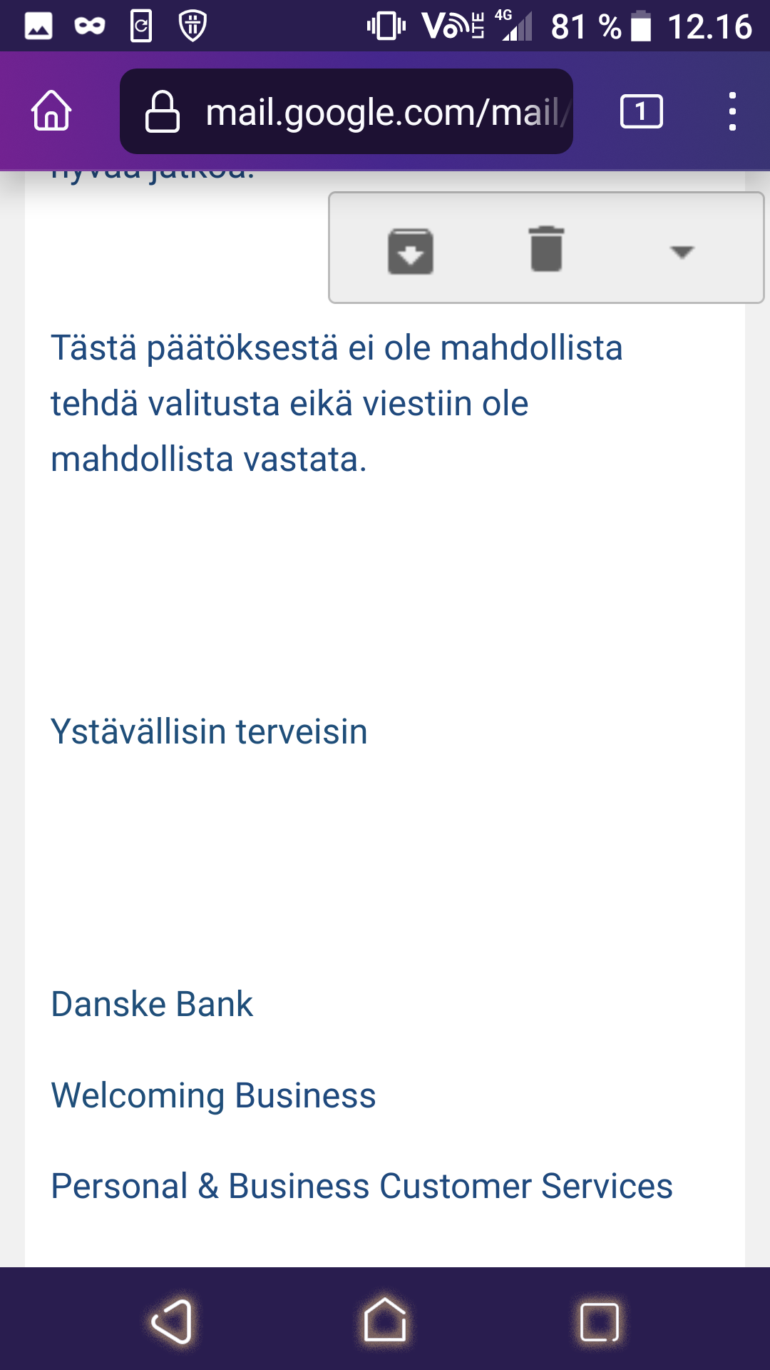 Danske Bank, yritysasiakkuuden avaamisen est&auml;minen, screenshot 3/4