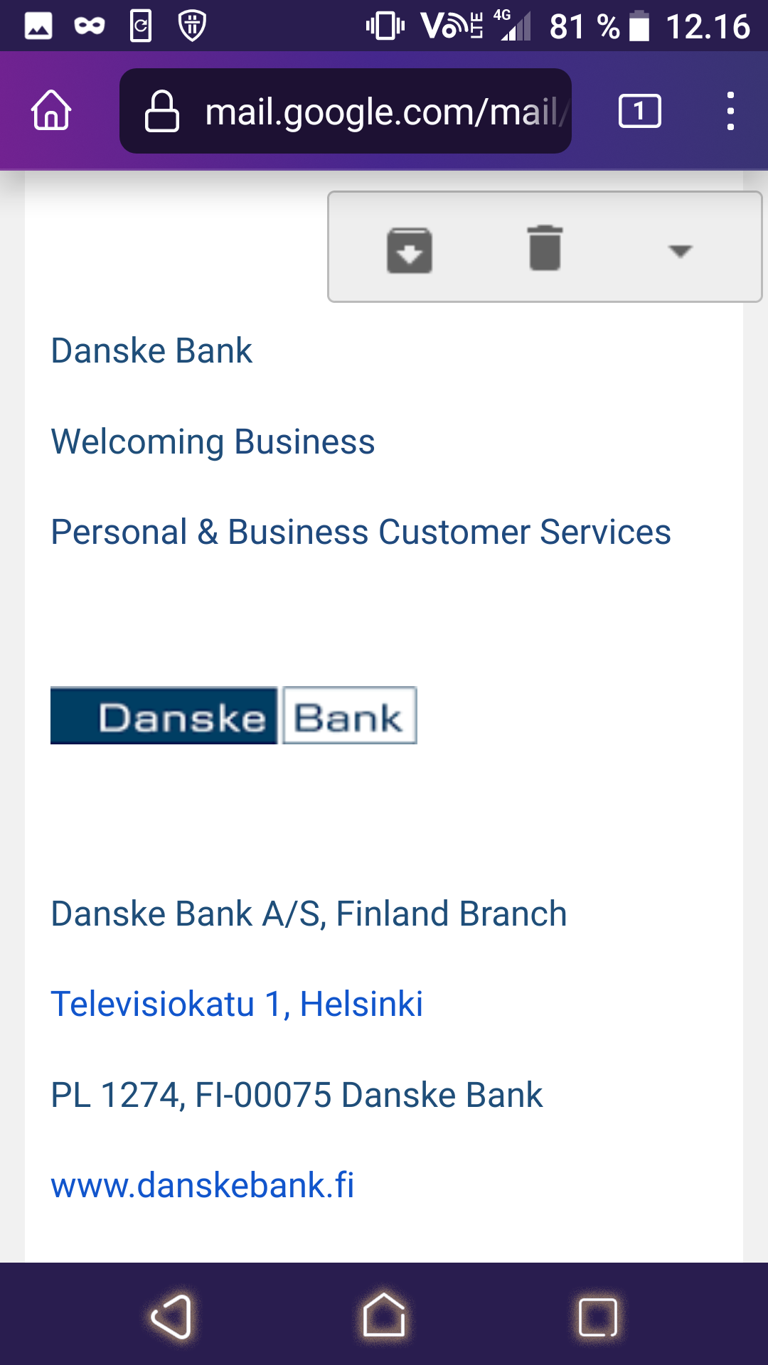 Danske Bank, yritysasiakkuuden avaamisen est&auml;minen, screenshot 4/4