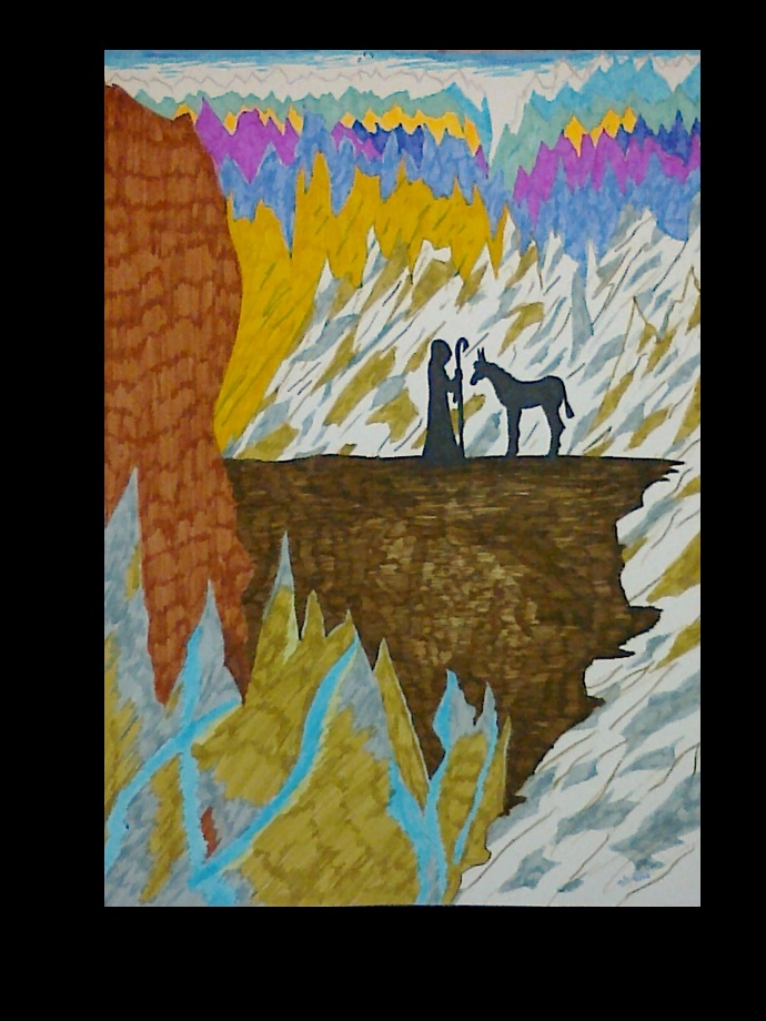 Piirros "Aasi ja paimen" / Drawing "Donkey and shepherd". 2010. &copy; J&auml;&auml;myrsky